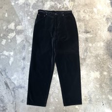 画像1: BLACK VELOUR STRAIGHT SILHOUETTE PANTS / W32 (1)