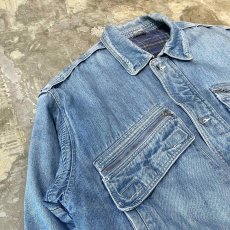 画像3: CHECK PATTERN LINER MULTI POCKET DENIM JACKET / Mens L (3)