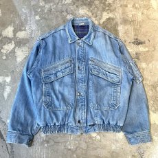 画像1: CHECK PATTERN LINER MULTI POCKET DENIM JACKET / Mens L (1)