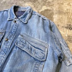 画像4: CHECK PATTERN LINER MULTI POCKET DENIM JACKET / Mens L (4)