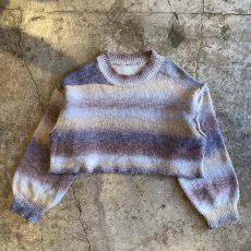 画像1: MULTI BORDER CUT OFF SHORT DESIGN KNIT SWEATER / Ladies M (1)