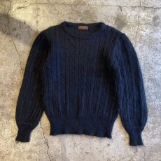 画像1: 【YVES SAINT LAURENT】BLACK COLOR DESIGN CREW NECK KNIT SWEATER / Ladies M (1)