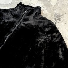 画像4: BLACK FAUX FUR ZIP UP FREECE JACKET / Mens XL (4)