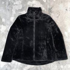 画像1: BLACK FAUX FUR ZIP UP FREECE JACKET / Mens XL (1)