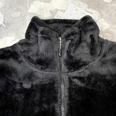 画像10: BLACK FAUX FUR ZIP UP FREECE JACKET / Mens XL (10)