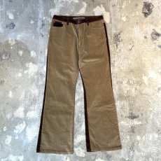 画像1: BICOLOR SWITCHED FLARE SILHOUETTE VELOUR PANTS / W34 (1)