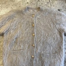 画像8: PALE TONE FRONT DOUBLE POCKET DESIGN KNIT MOHAIR CARDIGAN / Ladies L (8)