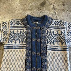 画像7: ALL OVER NORDIC PATTERN SILVER HOOK UP DESIGN KNIT CARDIGAN / Ladies M(42) (7)