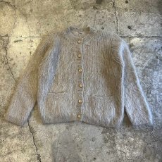 画像1: PALE TONE FRONT DOUBLE POCKET DESIGN KNIT MOHAIR CARDIGAN / Ladies L (1)