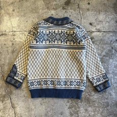 画像2: ALL OVER NORDIC PATTERN SILVER HOOK UP DESIGN KNIT CARDIGAN / Ladies M(42) (2)