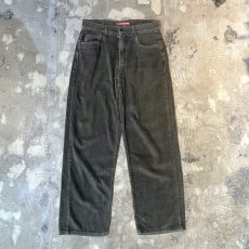 画像1: GREEN COLOR WIDE SILHOUETTE CORDUROY PANTS / W32 (1)