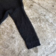 画像7: BLACK COLOR BOAT NECK DESIGN LOWGAUGE KNIT TOPS / Ladies L (7)