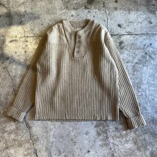 画像1: 【L.L.BEAN】BEIGE COLOR SHOULDER ELBOW PATCH DESIGN RIB KNIT SWEATER / Ladies L  (1)