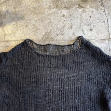 画像8: BLACK COLOR BOAT NECK DESIGN LOWGAUGE KNIT TOPS / Ladies L (8)