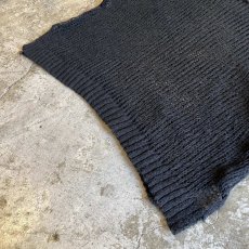 画像4: BLACK COLOR BOAT NECK DESIGN LOWGAUGE KNIT TOPS / Ladies L (4)