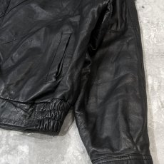 画像7: BLACK REAL LEATHER HI-NECK ZIP UP JACKET / Mens XL (7)