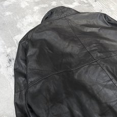 画像11: BLACK REAL LEATHER HI-NECK ZIP UP JACKET / Mens XL (11)