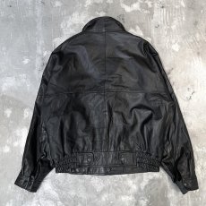 画像3: BLACK REAL LEATHER HI-NECK ZIP UP JACKET / Mens XL (3)