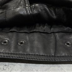 画像9: BLACK REAL LEATHER HI-NECK ZIP UP JACKET / Mens XL (9)