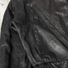 画像6: BLACK REAL LEATHER HI-NECK ZIP UP JACKET / Mens XL (6)