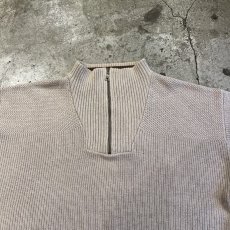 画像7: BEIGE COLOR HALF ZIP DESIGN RIB COTTON KNIT L/S TOPS / Ladies L(M) (7)