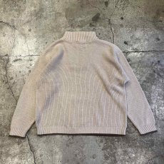 画像2: BEIGE COLOR HALF ZIP DESIGN RIB COTTON KNIT L/S TOPS / Ladies L(M) (2)