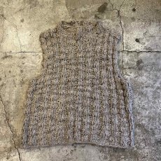 画像1: GREY COLOR ALL OVER CROCHET DESIGN KNIT VEST / Ladies L / MADE IN ZEALAND (1)