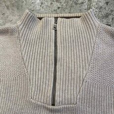 画像9: BEIGE COLOR HALF ZIP DESIGN RIB COTTON KNIT L/S TOPS / Ladies L(M) (9)