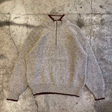 画像1: POINT LINE RIB DESIGN HALF ZIP SWEATER / Ladies L (1)