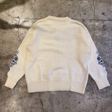 画像2: POINT FLORAL EMBROIDERY DESIGN KNIT SWEATER / Ladies L (2)