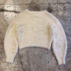 画像2: WHITE COLOR SHAGGY SHORT DESIGN KNIT TOPS / Ladies M (2)