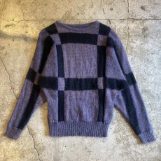 画像1: DOLMAN SLEEVE DESIGN BICOLOR KNIT SWEATER / Ladies L (1)