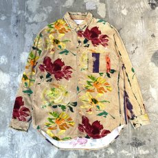 画像1: ARTISTIC FLORAL GRAPHIC PATTERN CORDUROY L/S SHIRT / Mens XL (1)