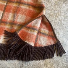 画像6: CHECK PATTERN MOHAIR WOOL FRINGE DESIGN PONCHO / Ladies M (6)