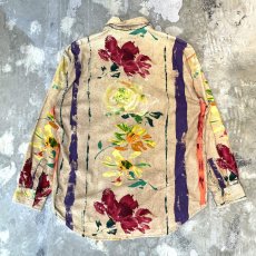 画像2: ARTISTIC FLORAL GRAPHIC PATTERN CORDUROY L/S SHIRT / Mens XL (2)