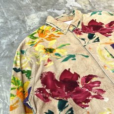 画像3: ARTISTIC FLORAL GRAPHIC PATTERN CORDUROY L/S SHIRT / Mens XL (3)