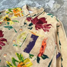 画像4: ARTISTIC FLORAL GRAPHIC PATTERN CORDUROY L/S SHIRT / Mens XL (4)