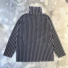 画像1: STRIPE PATTERN TURTLE NECK VELOUR L/S TOPS / Mens XL (1)