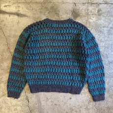 画像2: MESH DESIGN BICOLOR BORDER KNIT SWEATER / Ladies L (2)