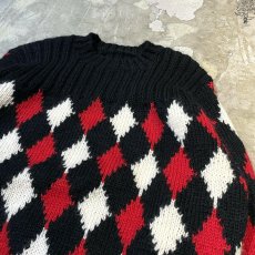 画像4: RHOMBUS PATTERN SWITCHED KNIT SWEATER / Mens XL (4)