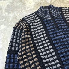 画像3: ALL OVER PATTERN HALF ZIP KNIT SWEATER / Mens XL (3)