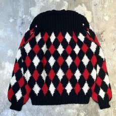 画像2: RHOMBUS PATTERN SWITCHED KNIT SWEATER / Mens XL (2)