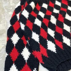 画像5: RHOMBUS PATTERN SWITCHED KNIT SWEATER / Mens XL (5)