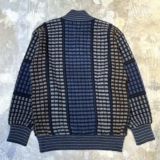 画像2: ALL OVER PATTERN HALF ZIP KNIT SWEATER / Mens XL (2)