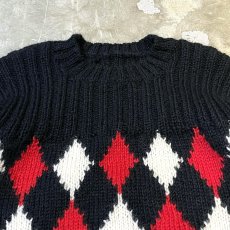 画像10: RHOMBUS PATTERN SWITCHED KNIT SWEATER / Mens XL (10)