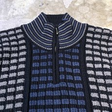 画像10: ALL OVER PATTERN HALF ZIP KNIT SWEATER / Mens XL (10)