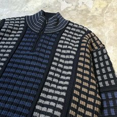 画像4: ALL OVER PATTERN HALF ZIP KNIT SWEATER / Mens XL (4)