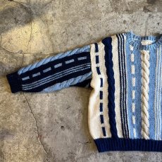 画像9: 3 COLOR MIX PATTERN DESIGN ALAN KNIT SWEATER / Ladies M (9)