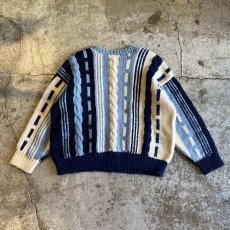 画像2: 3 COLOR MIX PATTERN DESIGN ALAN KNIT SWEATER / Ladies M (2)