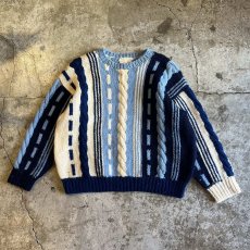 画像1: 3 COLOR MIX PATTERN DESIGN ALAN KNIT SWEATER / Ladies M (1)